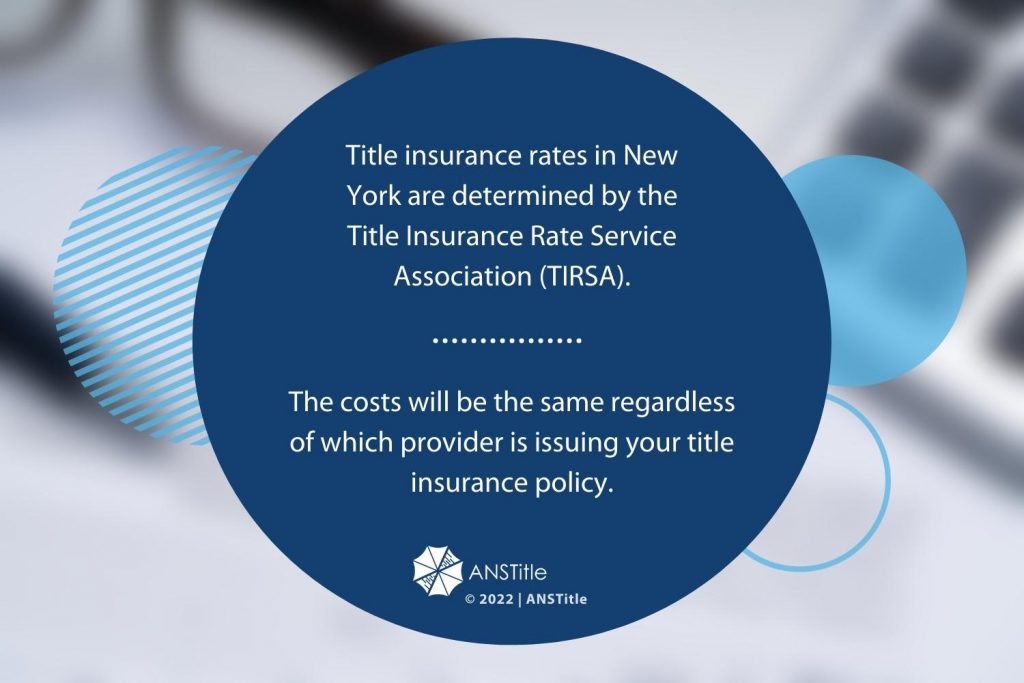 Callout 1: Title Insurance rates in New York determined by Title Insurance Rate Service (blurred background)