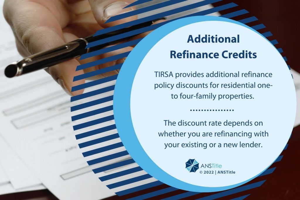 Callout 3: Hand holding pen over signed insurance document -Additional Refinance Credits - 2 facts listed