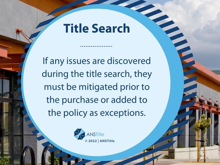 Callout 2: Close-up of commercial real estate buildings - Title Search fact from text